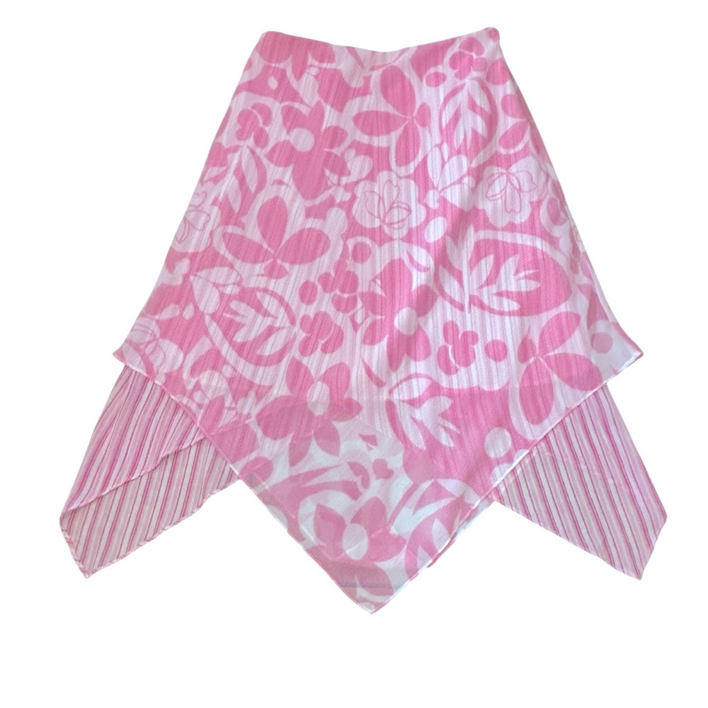 Vintage Chadwicks Pink & White Floral Skirt with Handkerchief Hem Size 12